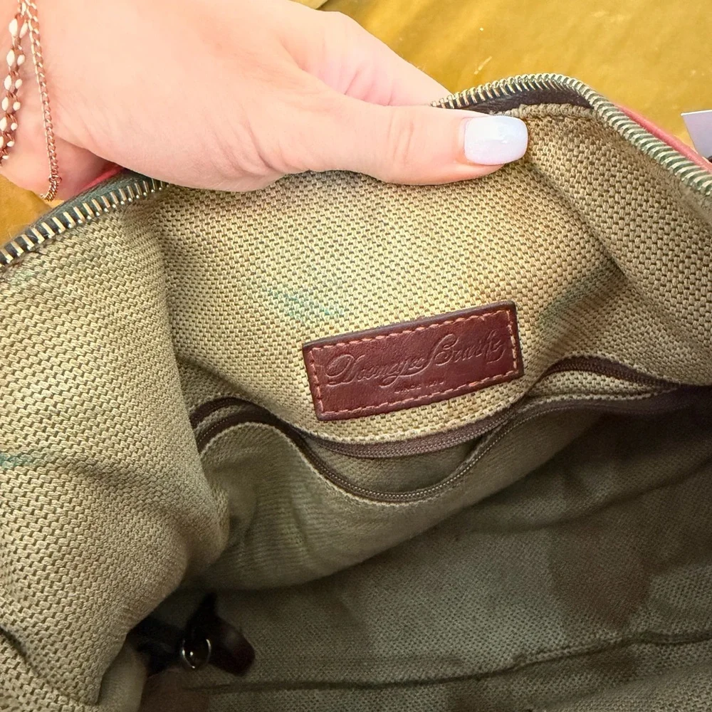 Dooney & Bourke Red Leather Shoulder Hobo with Brown Trim